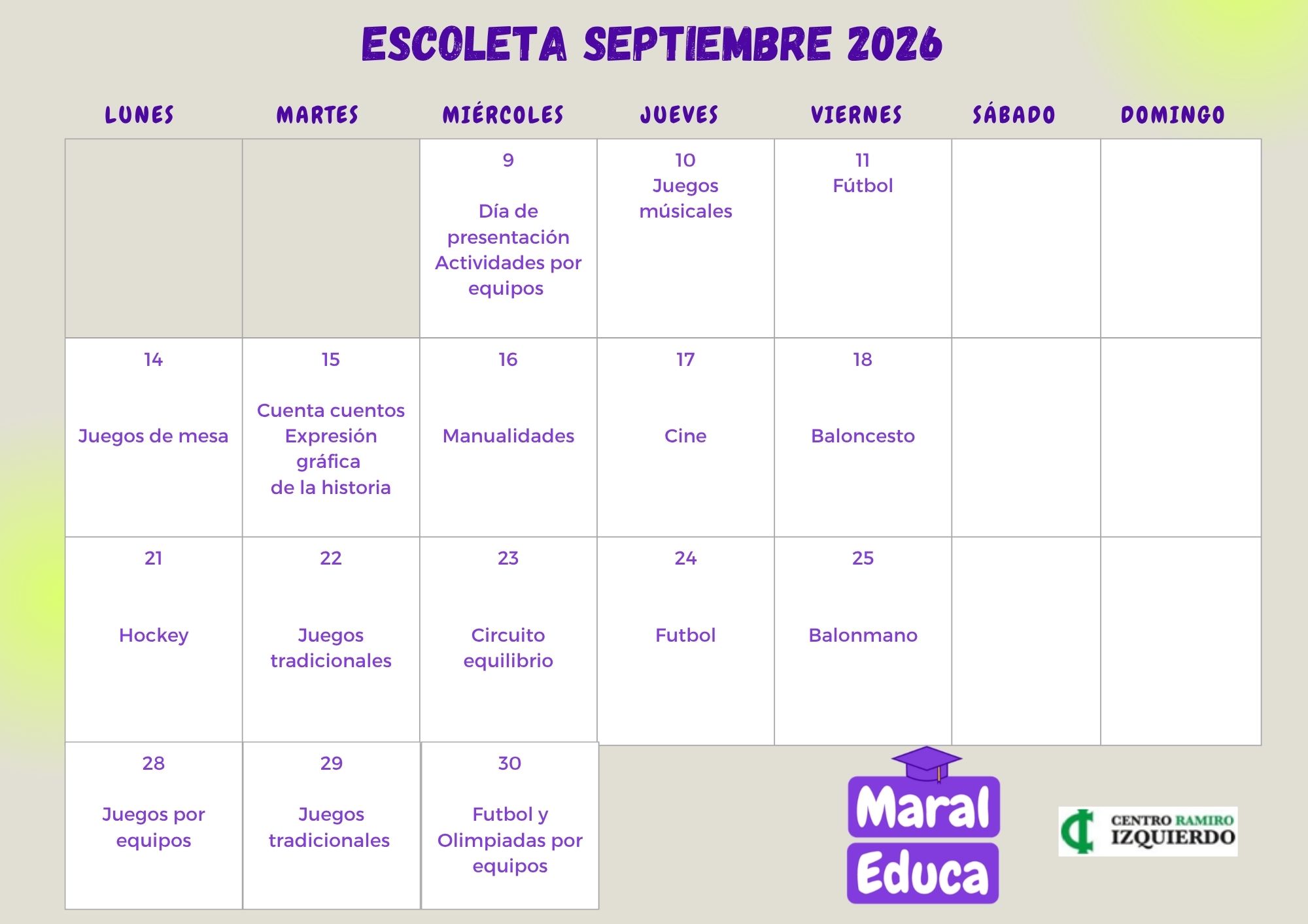 Escoleta Vespertina Septiembre